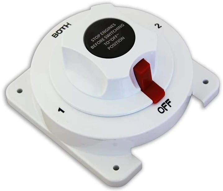 Navpower Yacht Energy Quality akumuliatoriaus jungiklis perjungiklis 12/24v - pozicijos 1/2/both/off - aukštos kokybės medžiagos - valtis, kemperis, pripučiama valtis, 1 arba 2 akumuliatoriai