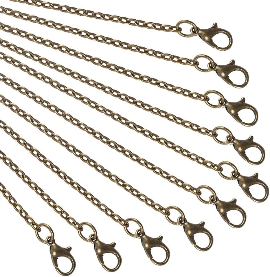 Nbeads 10vnt 80cm Antique Bronze vielos grandinėlė su omaro užsegimu pakabukui, vėriniui, apyrankei, skirta pasidaryk pats papuošalų gamybai, geležis
