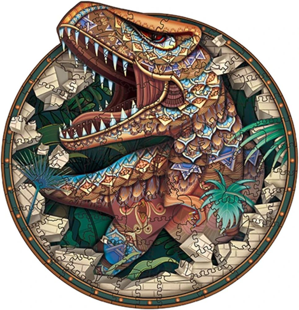 Nbfba medinė dėlionė suaugusiems, 100 detalių dinozaurų tema, netaisyklingos formos dėlionė suaugusiems, 18 x 18.7 cm mokomasis žaislas suaugusiems ir vaikams, šeimos žaidimų kolekcija