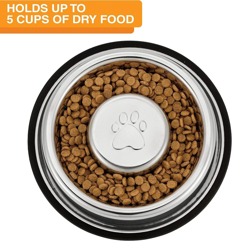 Neater Pet Brands nerūdijančio plieno lėto ėdimo dubuo, neslystantis, apsaugantis nuo greito šunų maisto išblukimo, pilvo pūtimo, virškinimo ir greito ėdimo (ypač didelis, 5 puodeliai)