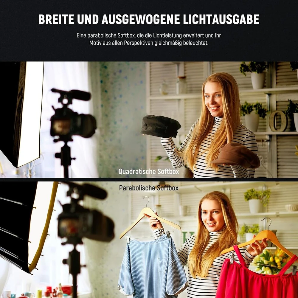 Neewer 85 cm parabolinis softbox'as, greitas surinkimas ir sulankstymas, su difuzoriais / korio grotelėmis / krepšiu, suderinamas su Aputure 120d Light Dome Godox sl60w Neewer Rgb Cb60 ir kitais Bowens jungties šviestuvais