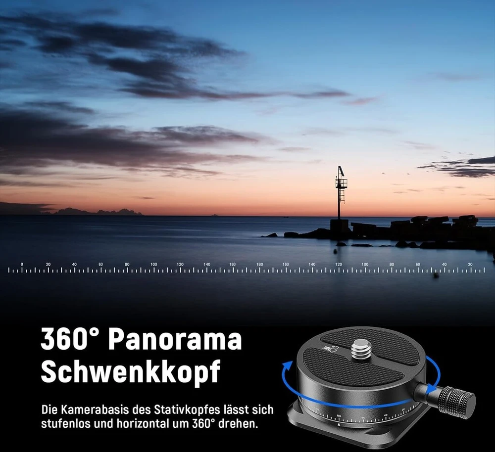 Neewer Qrp-6 Panoraminė Greito Atlaisvinimo Plokštelė, 360° Sukama Galvutė