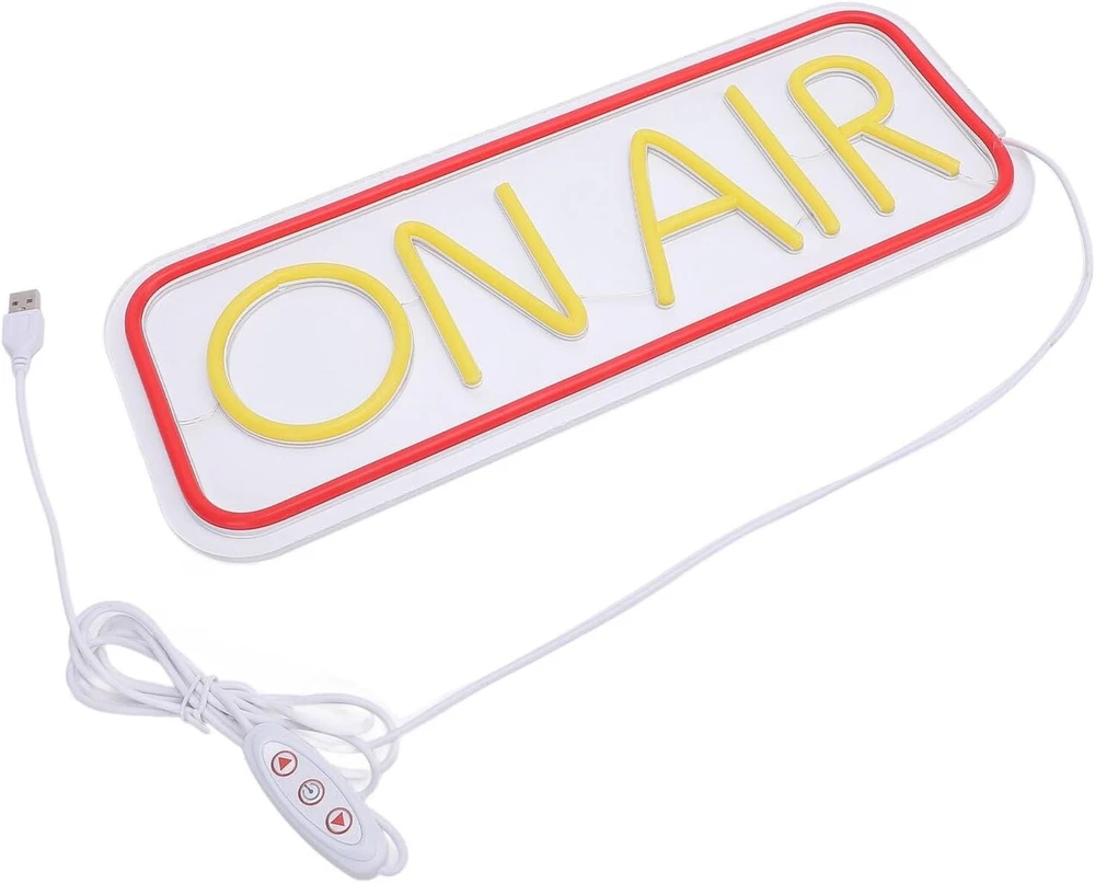 Neoninė iškaba "on Air", raudonos ir geltonos spalvos Led neoninė lemputė su Usb jungtimi, dekoratyvinės iškabos "live", šviestuvai "tiktok", studijai, sienai, miegamojo, žaidimų kambario dekoravimui