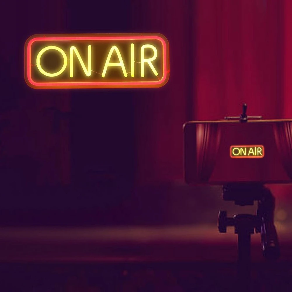 Neoninė iškaba "on Air", raudonos ir geltonos spalvos Led neoninė lemputė su Usb jungtimi, dekoratyvinės iškabos "live", šviestuvai "tiktok", studijai, sienai, miegamojo, žaidimų kambario dekoravimui