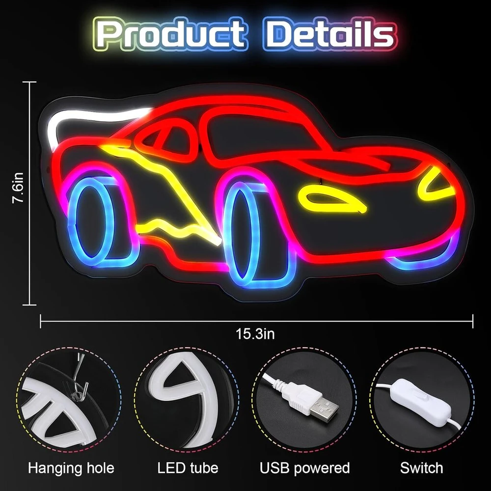 Neoninis šviesos ženklas, neoninis ženklas Usb neoninis ženklas Automobilinis neoninis šviesos ženklas Neoniniai ženklai Neoninė lempa miegamajam, žaidimų kambariui, vakarėliui, barui, vaikų kambariui, miegamajam, berniukams