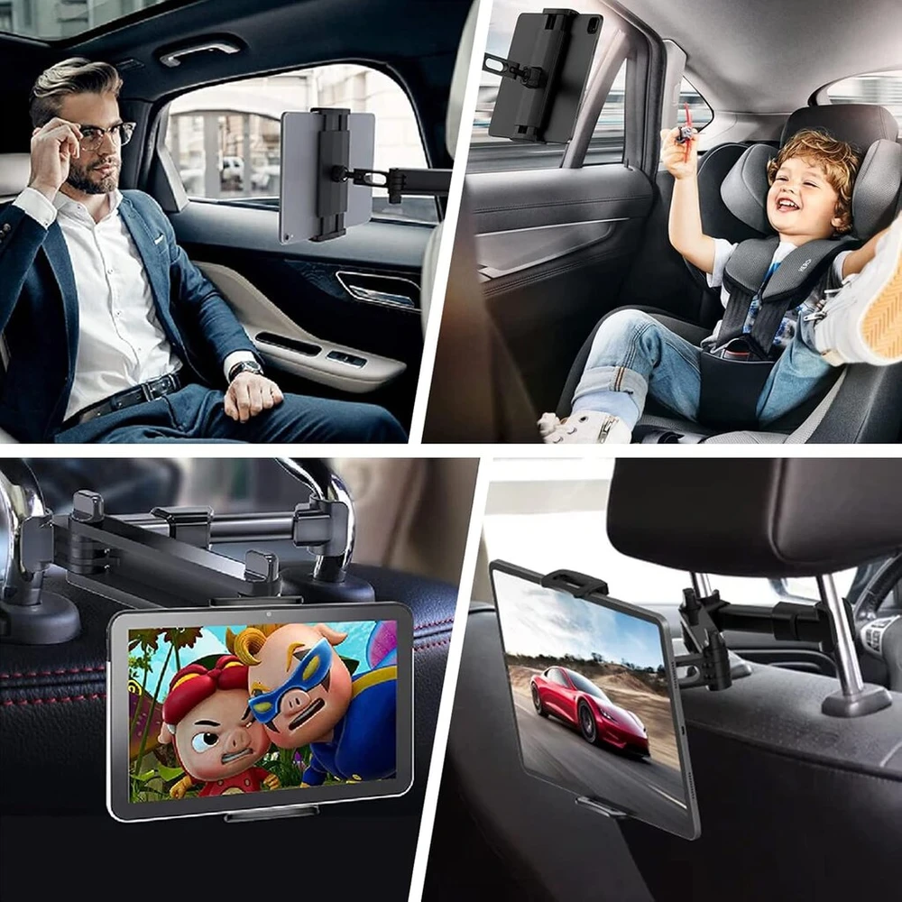 Neovsuny planšetinio kompiuterio laikiklis automobiliui, planšetinio kompiuterio laikikliai automobiliui, ištraukiamas planšetinio kompiuterio laikiklis automobilio galvos atlošui, universalus planšetinio kompiuterio galvos atlošo laikiklis, skirtas ipad