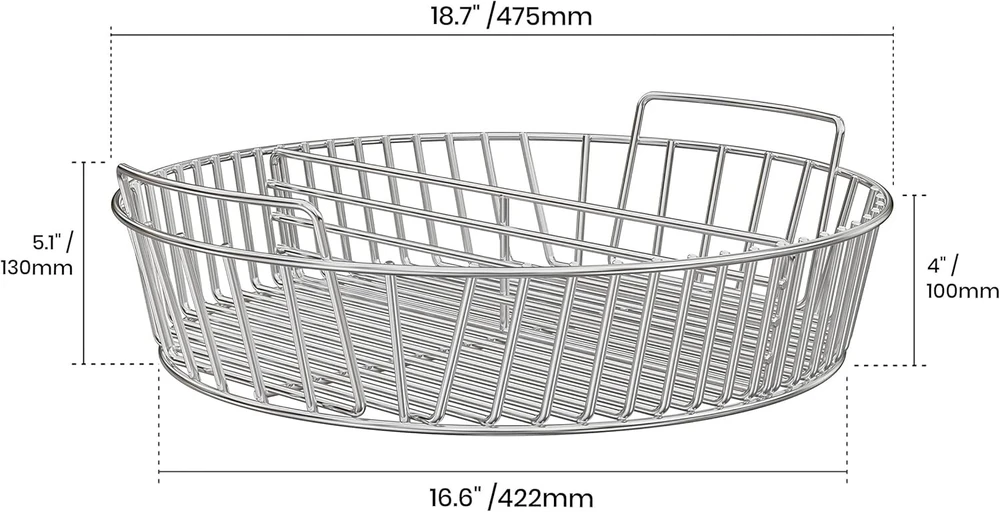 Nerūdijančio plieno pelenų krepšelis, skirtas 57 cm kepsninei, anglių krepšelis 57 cm weber tipo kepsninei
