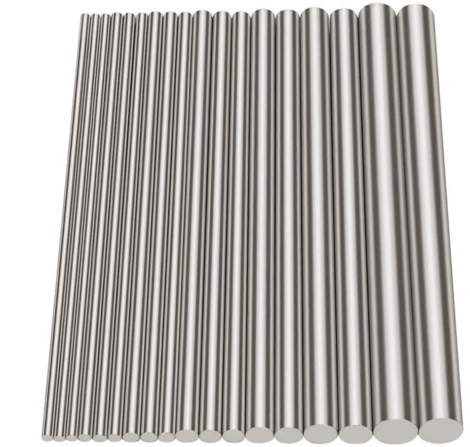 Nerūdijančio plieno strypai, 18 vnt., 2.5-8 mm skersmens, 100 mm ilgio