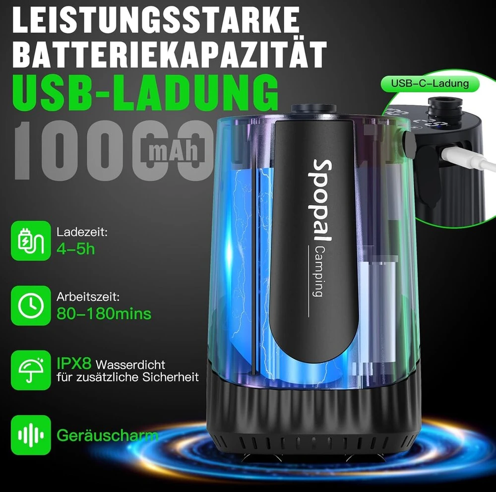 Nešiojama dušo sistema su siurbliu, 10000 Mah
