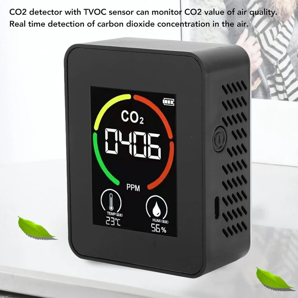 Nešiojamas co2 detektorius - mini ir patogus, tvoc jutiklis, mini oro kokybės anglies dioksido monitorius, temperatūros ir drėgmės co2 monitorius kelionėms, namams, rv, automobiliui