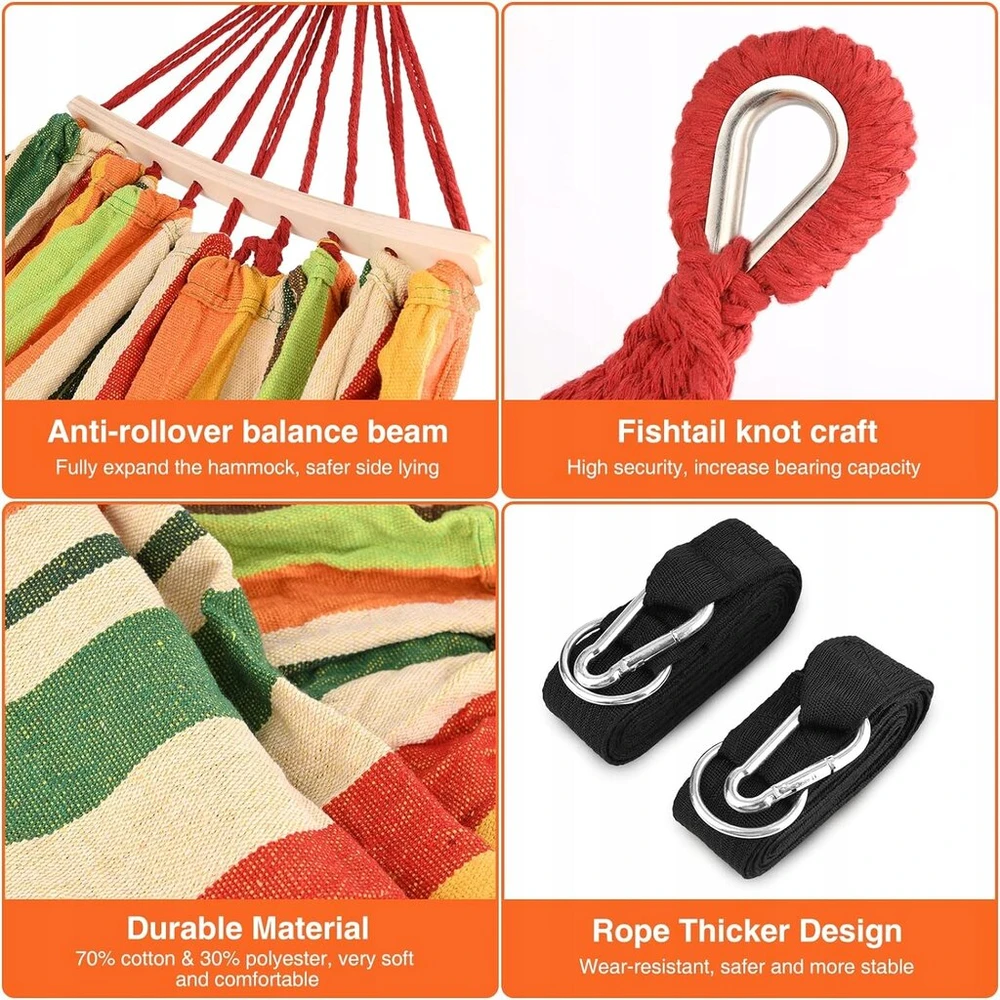 Nešiojamas hamakas Bestrip double 150x200 color sling, keliamoji galia 300 kg