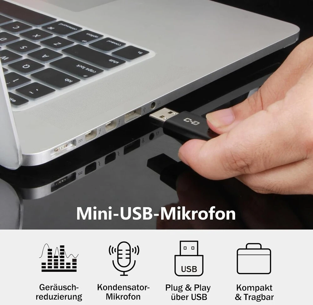 Nešiojamas Usb mikrofonas kompiuteriui, didelis jautrumas, "plug and Play"