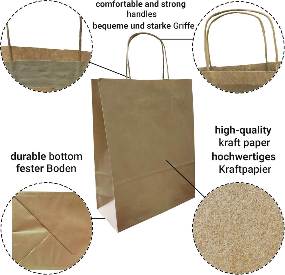 Netuno 20 rudų popierinių maišelių su rankenomis 25 x 32 x 11 cm popieriniai maišeliai su rankenomis dovanų maišeliai kraft popieriniai maišeliai pirkinių maišeliai kraft popieriniai pirkinių maišeliai popieriniai maišeliai dovanų maišeliai