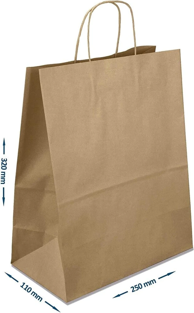 Netuno 20 rudų popierinių maišelių su rankenomis 25 x 32 x 11 cm popieriniai maišeliai su rankenomis dovanų maišeliai kraft popieriniai maišeliai pirkinių maišeliai kraft popieriniai pirkinių maišeliai popieriniai maišeliai dovanų maišeliai
