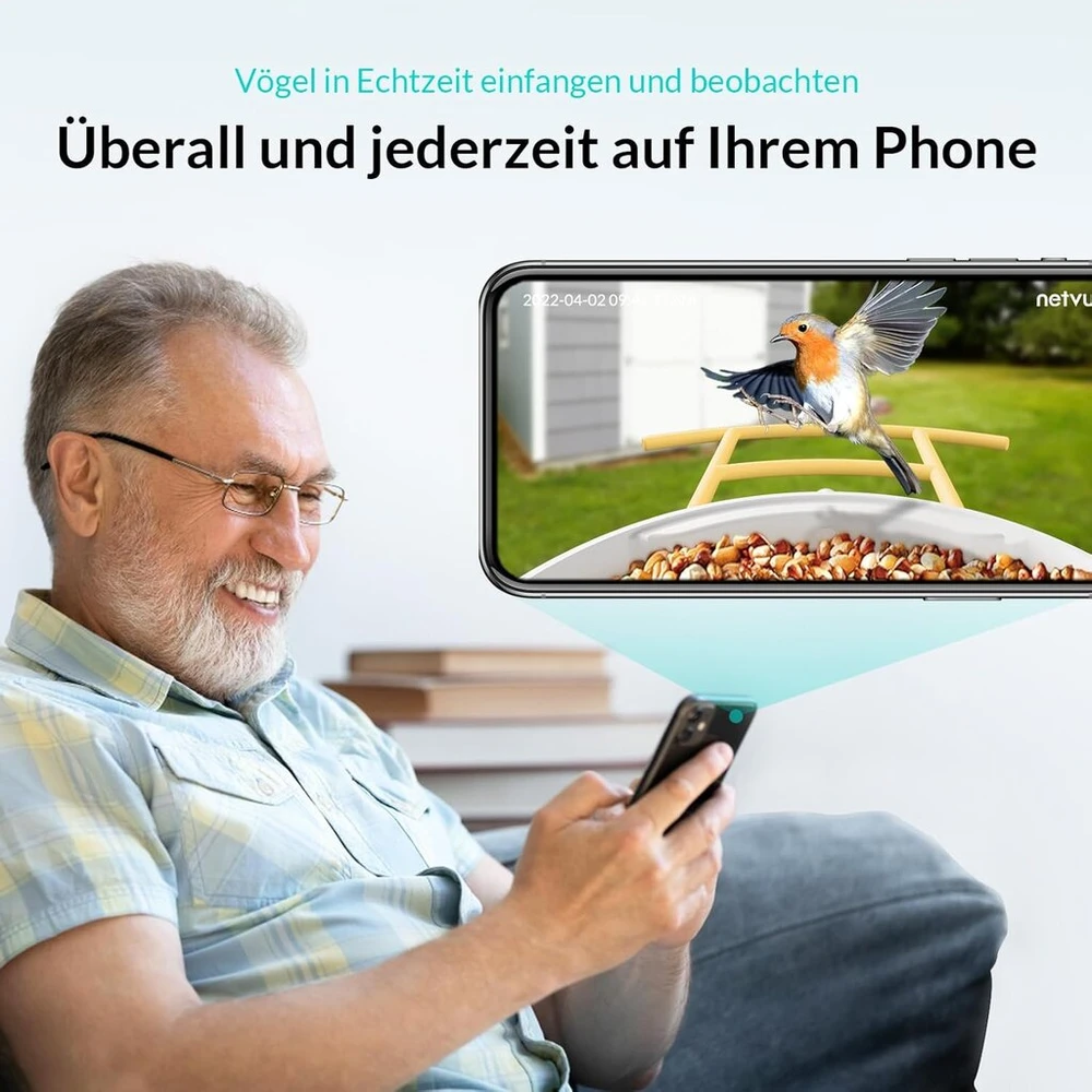 Netvue inkilas su kamera, lesyklėlė laukiniams paukščiams, lesyklėlė su vaizdo įrašymu, lesyklėlė su kamera, lesyklėlė su paukščių aptikimu