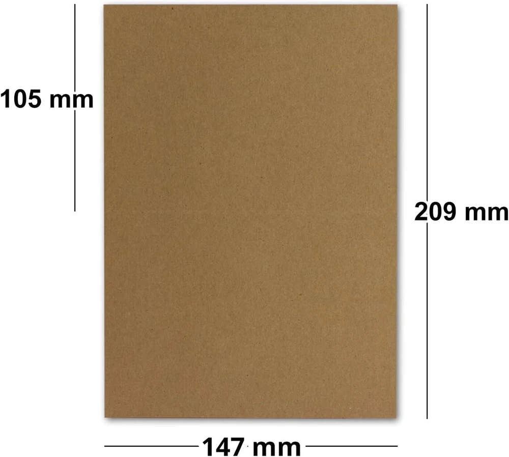 Neuser Papier Vintage Kraft popieriaus kortelių rinkinys su vokais ir įdėklais - 75 rinkiniai - tuščios perdirbtos kortelės natūralios rudos spalvos - Din A6 / C6