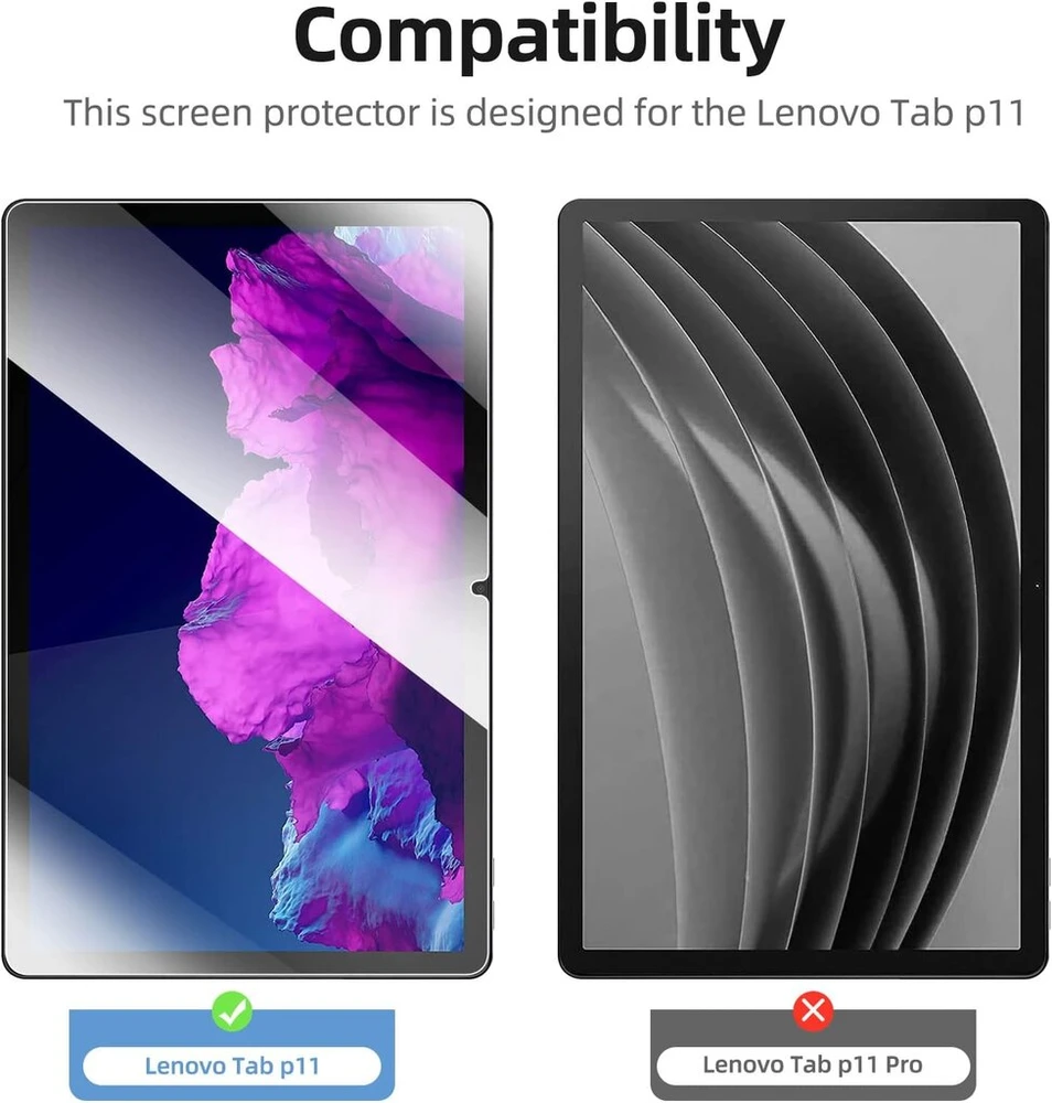New'c Ekrano apsauga, skirta Lenovo Tab P11 / P11 Plus 11 colių, grūdinto stiklo plėvelė, 9h kietumas, Hd ekrano apsauga, 0,33 mm itin skaidri, 2 vnt.