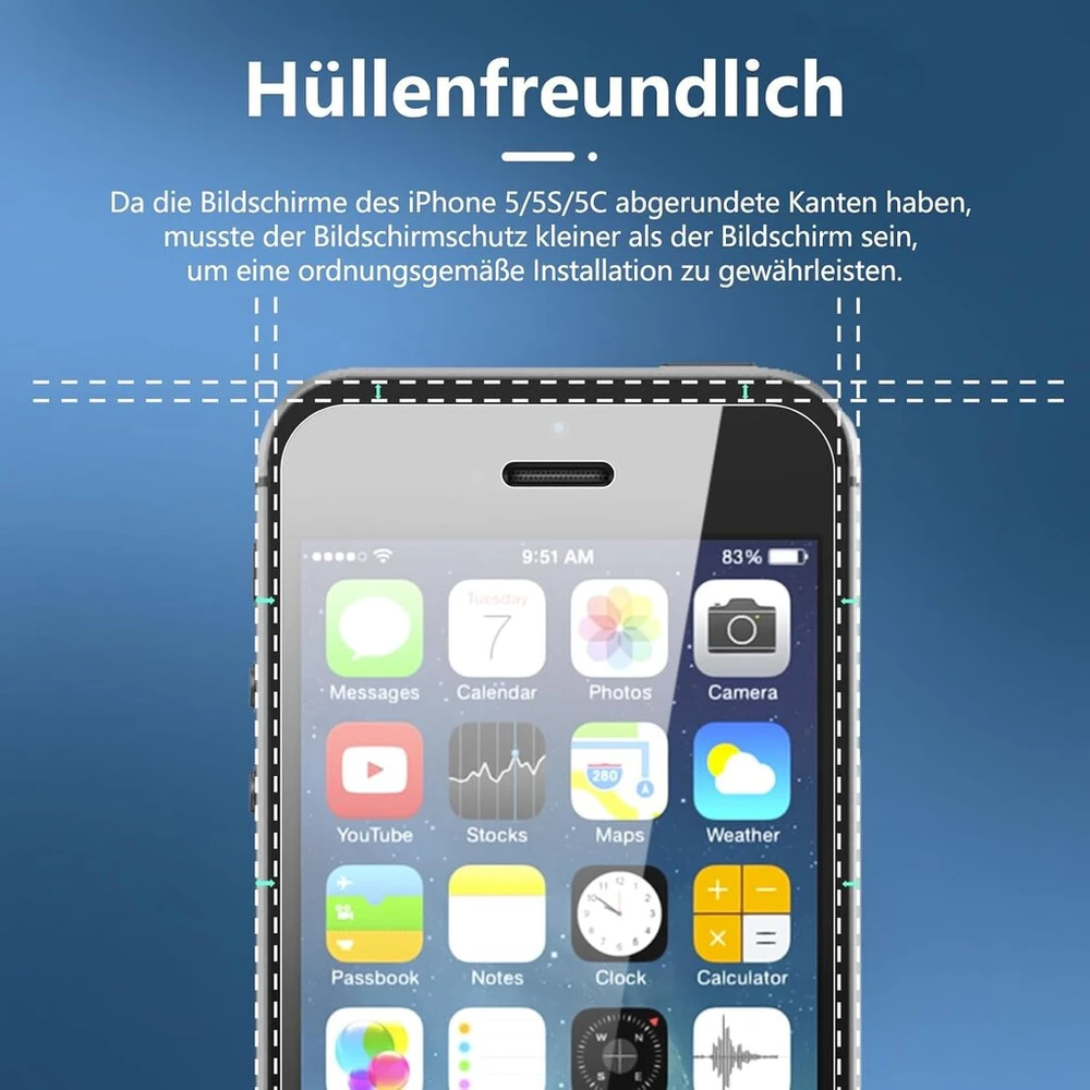 New'c grūdinto stiklo ekrano apsauga, skirta iphone 5s, 5, se, 5c, [2 vnt.] apsauga nuo įbrėžimų, pirštų atspaudų ir riebalų, hd ekrano apsauga, skirta iphone 5s, 5, se, 5c