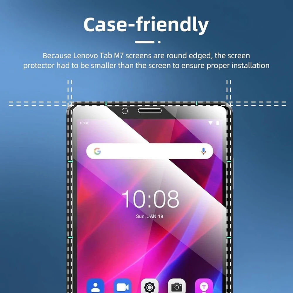 New'c grūdinto stiklo ekrano apsauga, skirta Lenovo Tab M7 (3rd Gen, 2021 Model) / Lenovo Tab M7 (2nd Gen, 2019 Model), 9h kietumas, Hd ekrano apsauga, 0,33 mm itin skaidrus, 2 vnt.