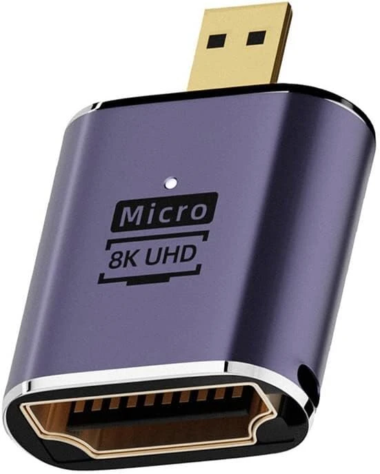 Nfhk micro hdmi male į hdmi 2.1 female uhd extension auksinis converter adapter palaiko 8k 60hz hdtv