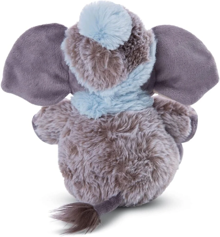 Nici 47273 minkštas žaislas 35 cm - drambliukas, pliušinis žaislas mergaitėms, berniukams ir kūdikiams - purus kimštinis žaislas, skirtas apkabinimui ir žaidimui - minkštas žaislas iš žiemos kolekcijos, pilkas/mėlynas, 35 cm