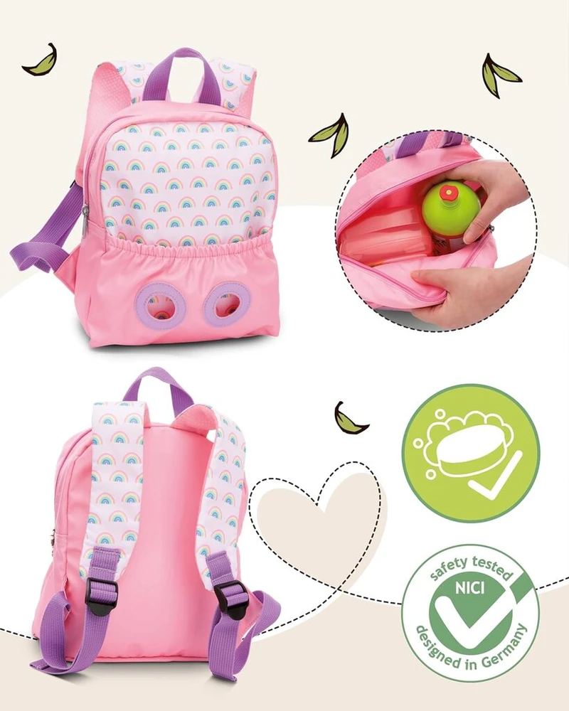 Nici vaikiška kuprinė rožinė 2 in 1 su pliušiniu žaislu raudonąja panda 25 cm - kuprinė darželiui mergaitėms ir berniukams - minkšta nugaros sritis ir reguliuojami dirželiai - 49853