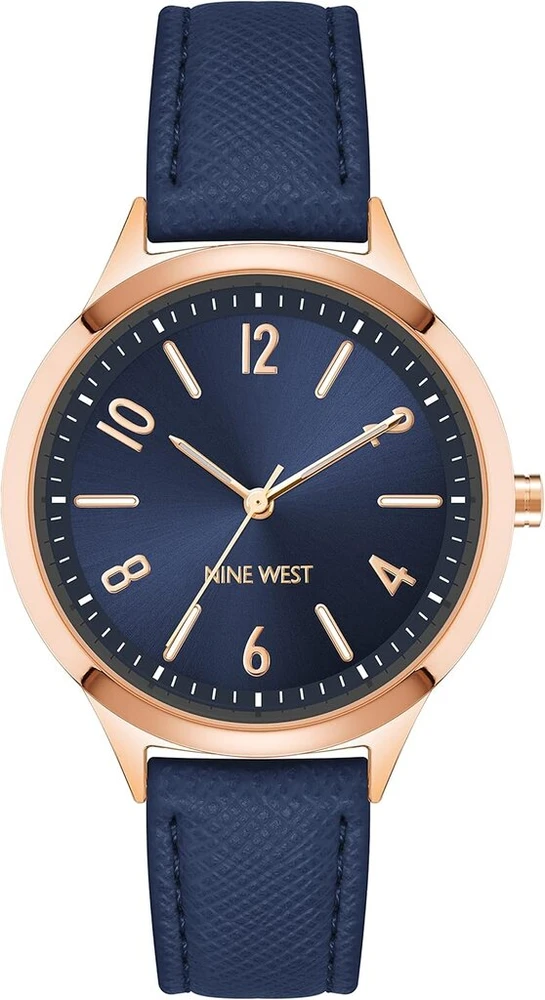 Nine West moteriškas laikrodis Nw/2836, tamsiai mėlynas/rožinio aukso spalvos, modernus