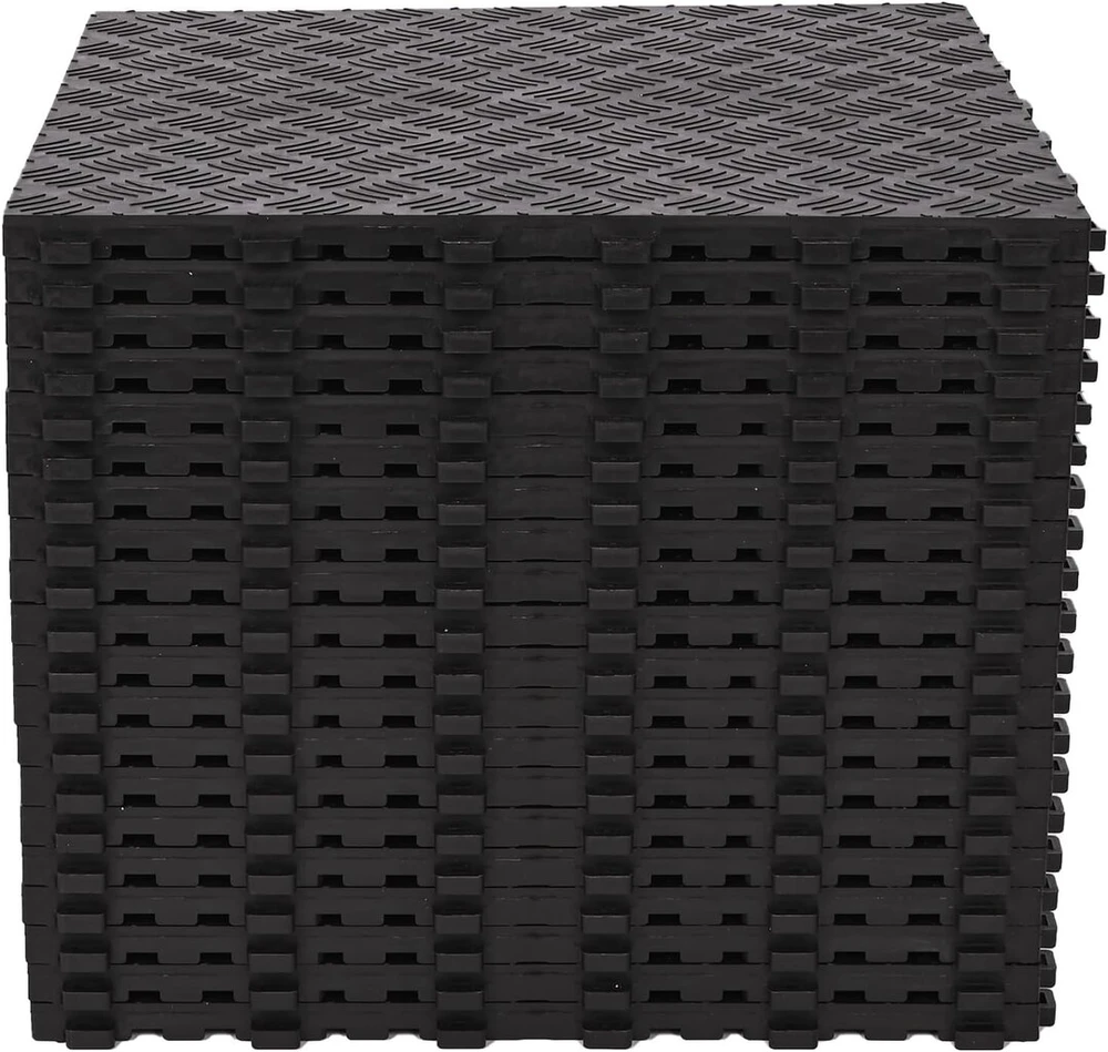 Nisorpa Pvc garažo grindų plytelių rinkinys, 20 vnt., 40 x 40 cm, neslystančios garažo grindų kilimėliai, patvarios dirbtuvių grindys, 18 mm storio, juodos