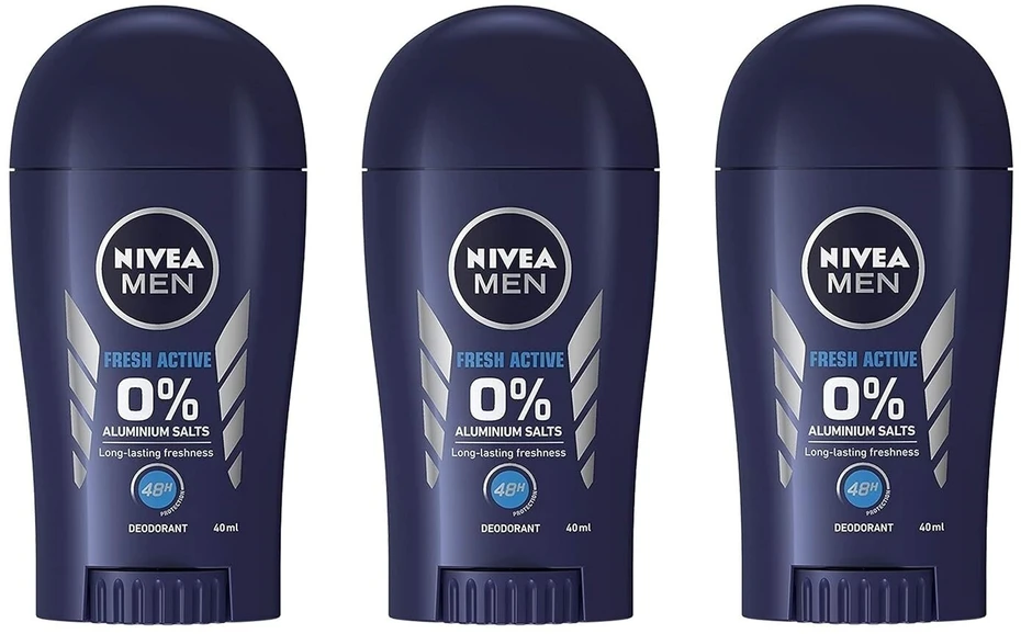 Nivea Men Nivea Fresh Active dezodorantas vyrams, lazdelė 40 ml, 3 x 40 ml pakuotė