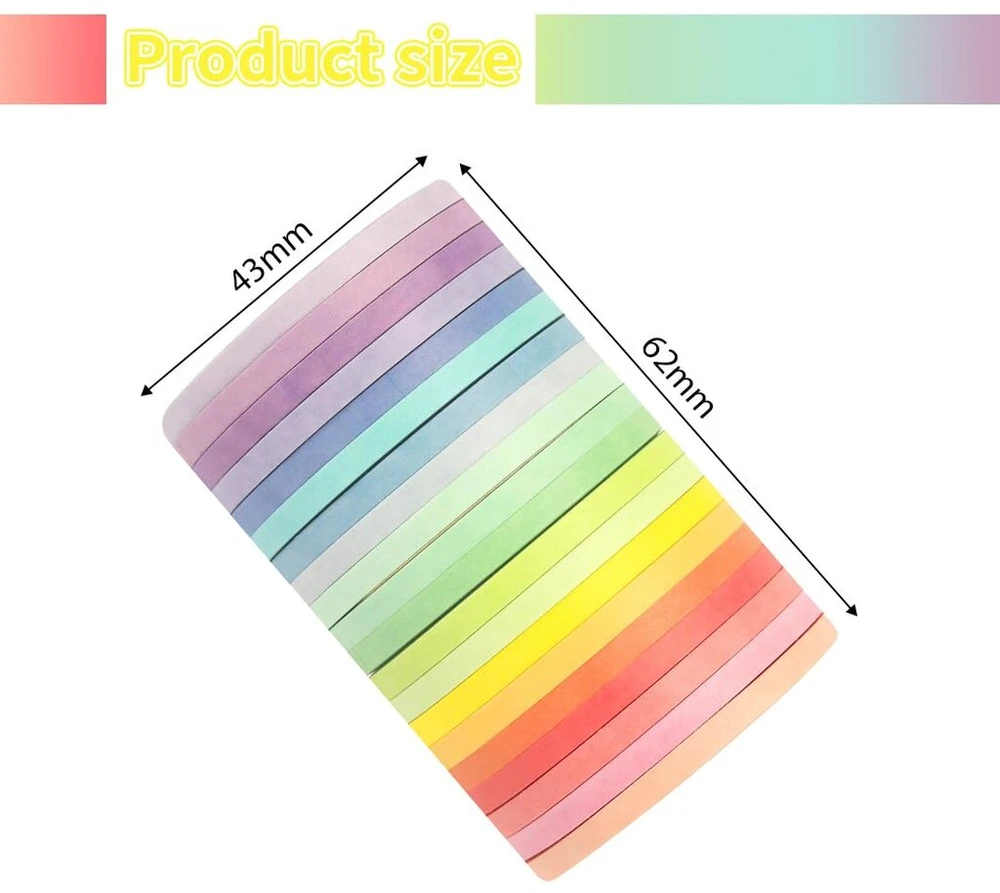Njcxola 20 washi juostų rinkinys, pagrindinės 20 spalvų, dekoratyvinė "pasidaryk pats" juosta (5 m x 3 mm)