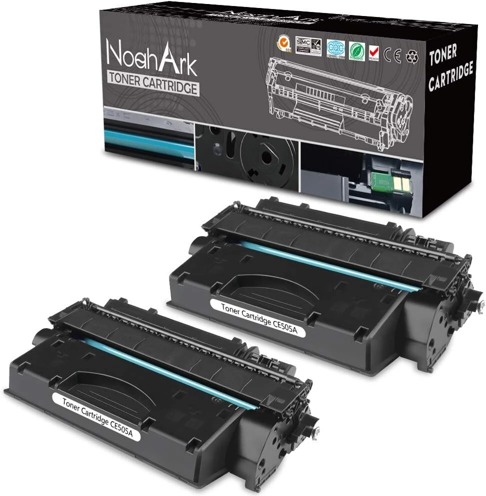 Noahark suderinamas Ce505a 05a tonerio kasetės pakaitalas, skirtas Hp Laserjet P2030 P2035 P2035n P2050 P2055 P2055d P2055dn P2055x I-sensys Lbp6300dn Lbp6650dn Lbp6670dn 2300 puslapių (2 pakuotės juodos)