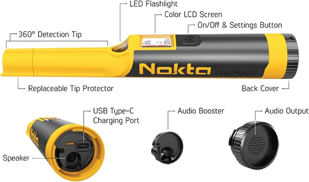 Nokta Accupoint metalo ieškiklio "pinpointer" su spalvotu Lcd