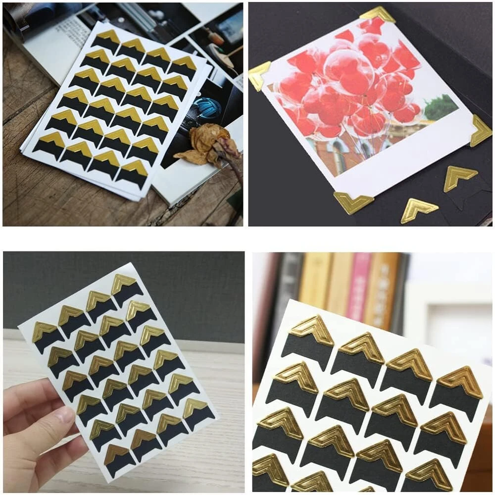 None 144 Vnt. Auksiniai Lipnūs Nuotraukų Kampai Scrapbooking Albumams