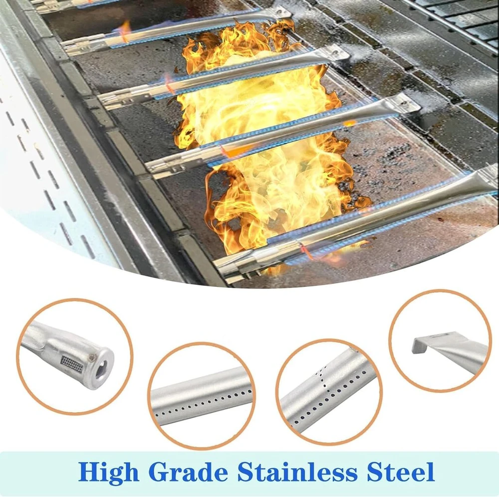 Nordic Bbq Store 4 vnt. nerūdijančio plieno bbq degiklio pakeitimas, skirtas Dyna Glo Dgh485crp, Dgh485crp-d 4 degiklių, Dgh474crp 5 degiklių dujiniams griliams, Backyard Grilis, Uniflame Revoace griliams