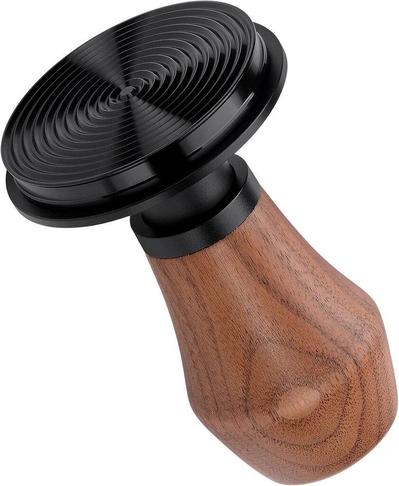Normcore Espresso kavos grūstuvas v4 spyruoklinis grūstuvas su titano pvd danga, rifliuotu pagrindu, 15lb/25lb/30lb keičiamomis spyruoklėmis, tikra amerikietiško riešutmedžio rankena, 58 mm