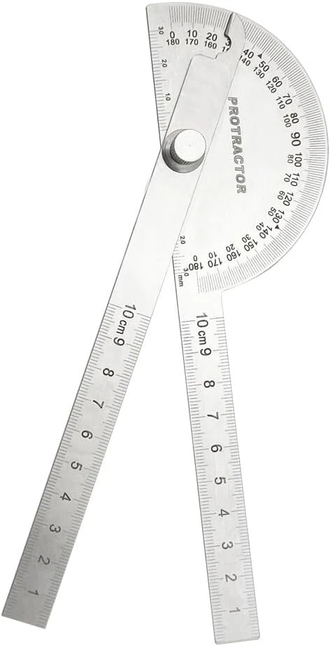 Nortools 0-180° apvalios galvutės kampainis su dviem nerūdijančio plieno svirtimis, skirtas medienos apdirbimo liniuotei su kampo ieškikliu, amatininko liniuotė