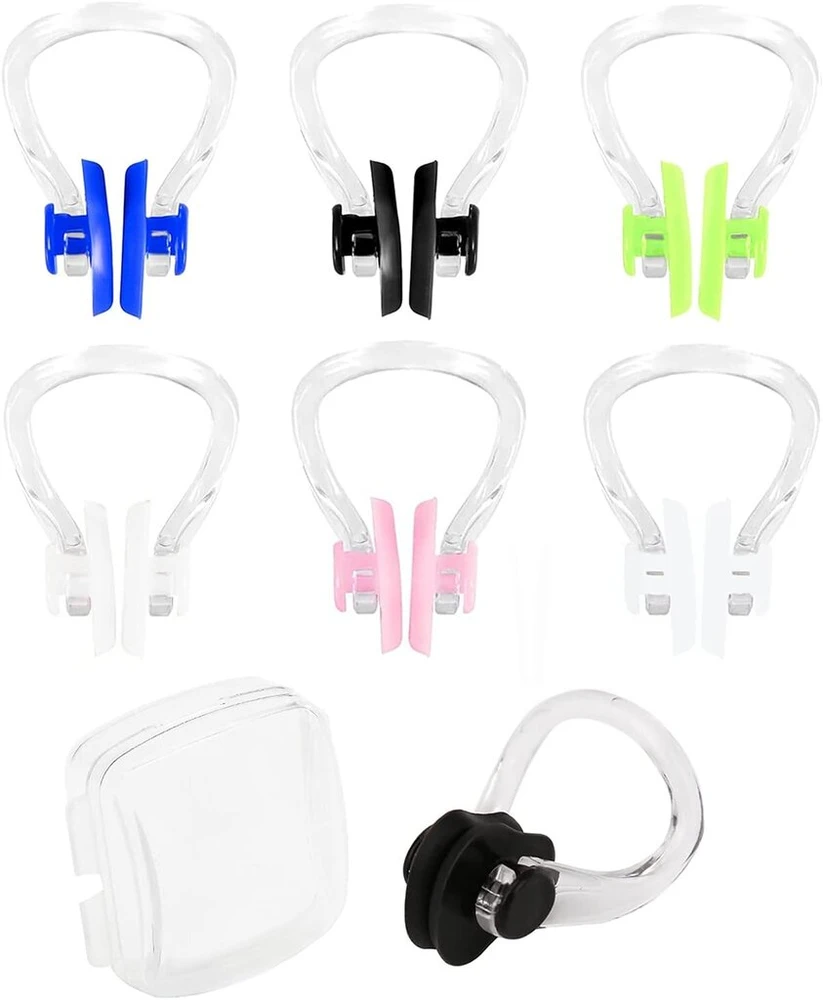 Nose Clip for Swimming, 6 vnt. vandeniui atsparių silikoninių spaustukų nosiai plaukiojimui su dėžute laikymui, skirti suaugusiems, pradedantiesiems