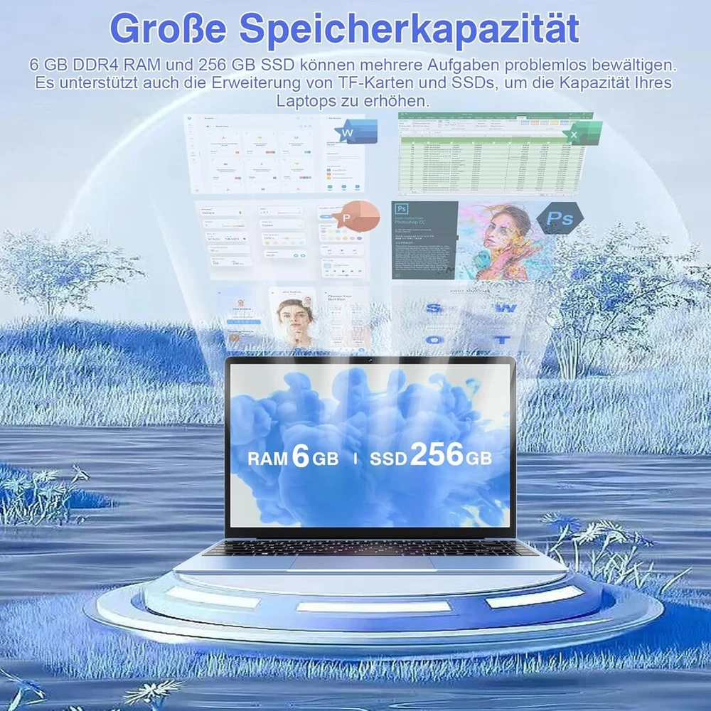 Notebook 14 colių Win 11 Celeron N4020 nešiojamas kompiuteris 256gb Ssd palaiko 1tb Ssd išplėtimą, pilnas metalinis korpusas, 1080p, Bt 4.2, Mini Hdmi ir belaidė pelė, klaviatūros plėvelė - mėlynas