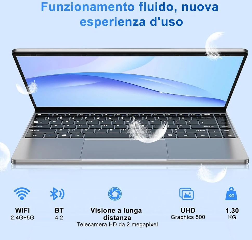 Notodd nešiojamas kompiuteris win11, 14 colių, 6 gb ram, 256 gb ssd, galimybė išplėsti iki 1 tb, su cpu n4020 iki 2.8 ghz, pilkas