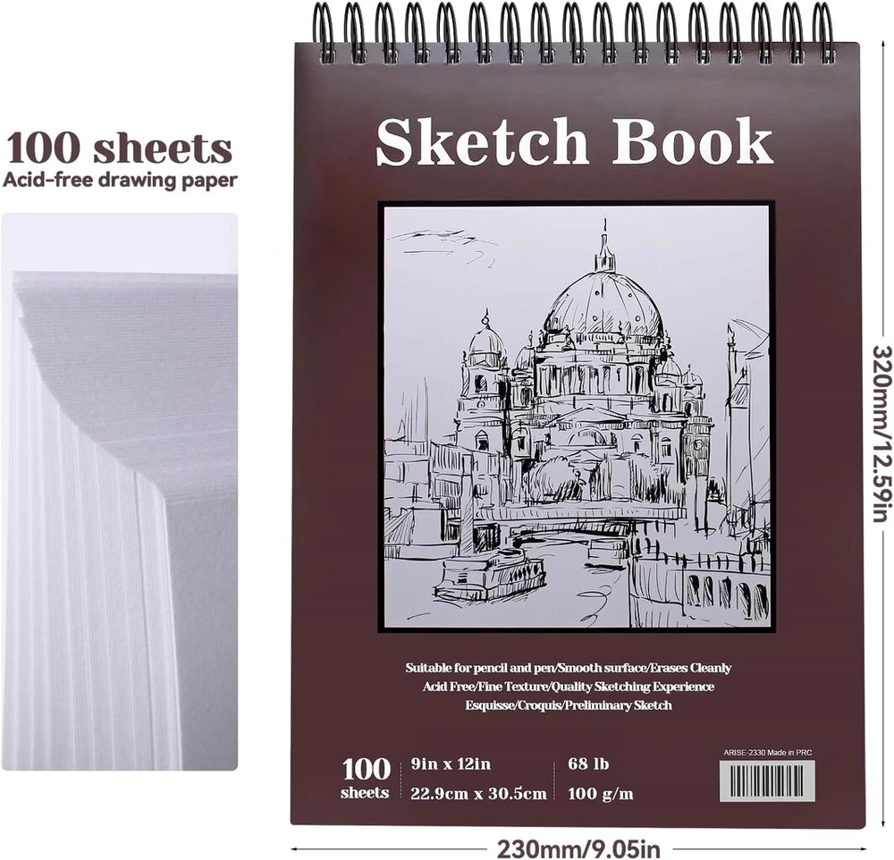 Nvgftg eskizų knygelė a4 22.9 × 30.5 cm eskizų knygelė spirale – 200 puslapių/100 lapų – 100 gsm piešimo bloknotas eskizų popierius piešimui piešimo bloknotas piešimo popierius studentams menininkams