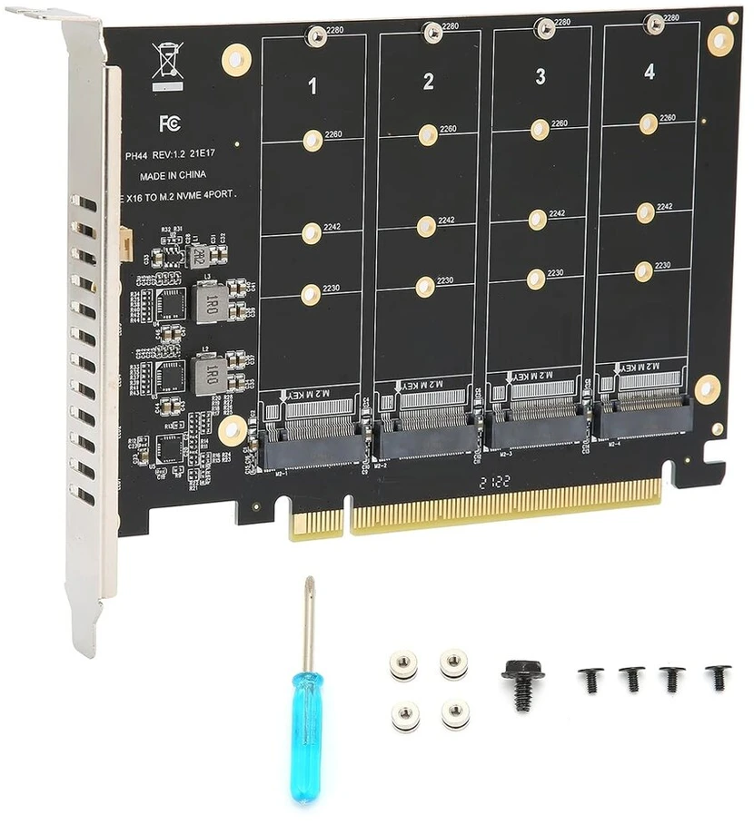 Nvme M.2 Pcie X16 adapteris su 4 prievadais