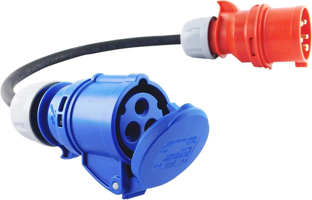 Nwp adapteris Cee mova 230 V 16 A į Cee kištuką 400 V 16 A - 3 x 2.5 mm² guminis kabelis - Ip44 - skirtas kempingui, karavanui, valčiai, turgums, naudojimui lauke