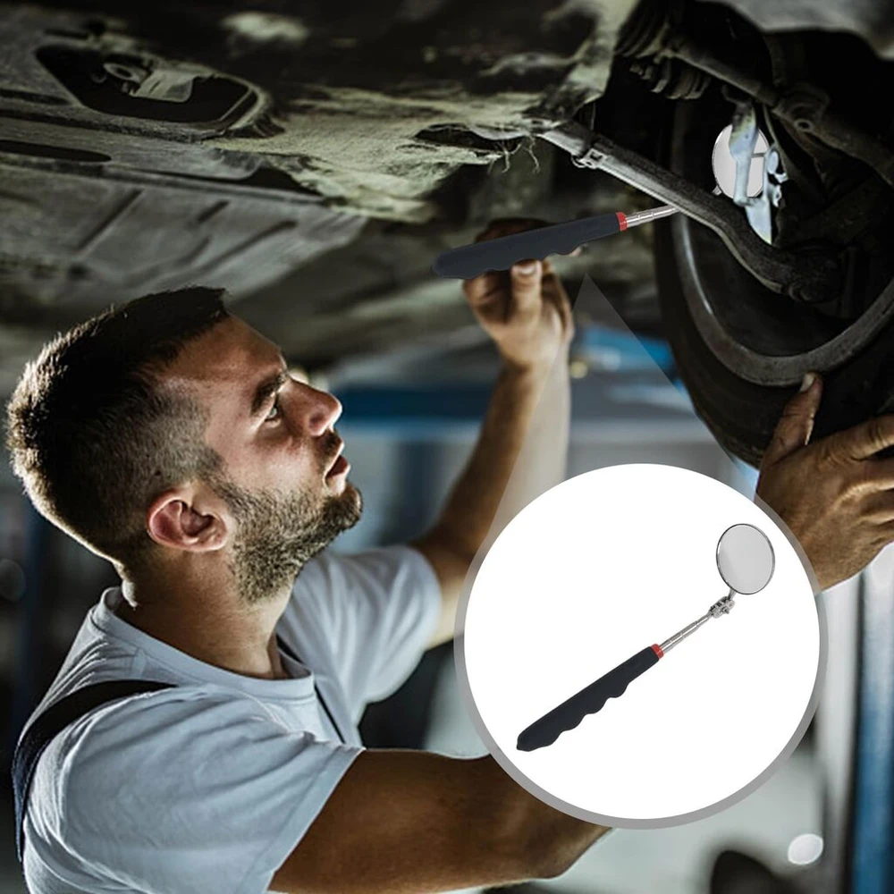 Nyxseat 1 dalies ištraukiama automobilio apžiūros lempa mechaniniai pagalbiniai instrumentai apvalus rankenos veidrodis įrankiai reguliuojamas teleskopinis skersmuo išgaubtas veidrodis (50 mm, juodas)