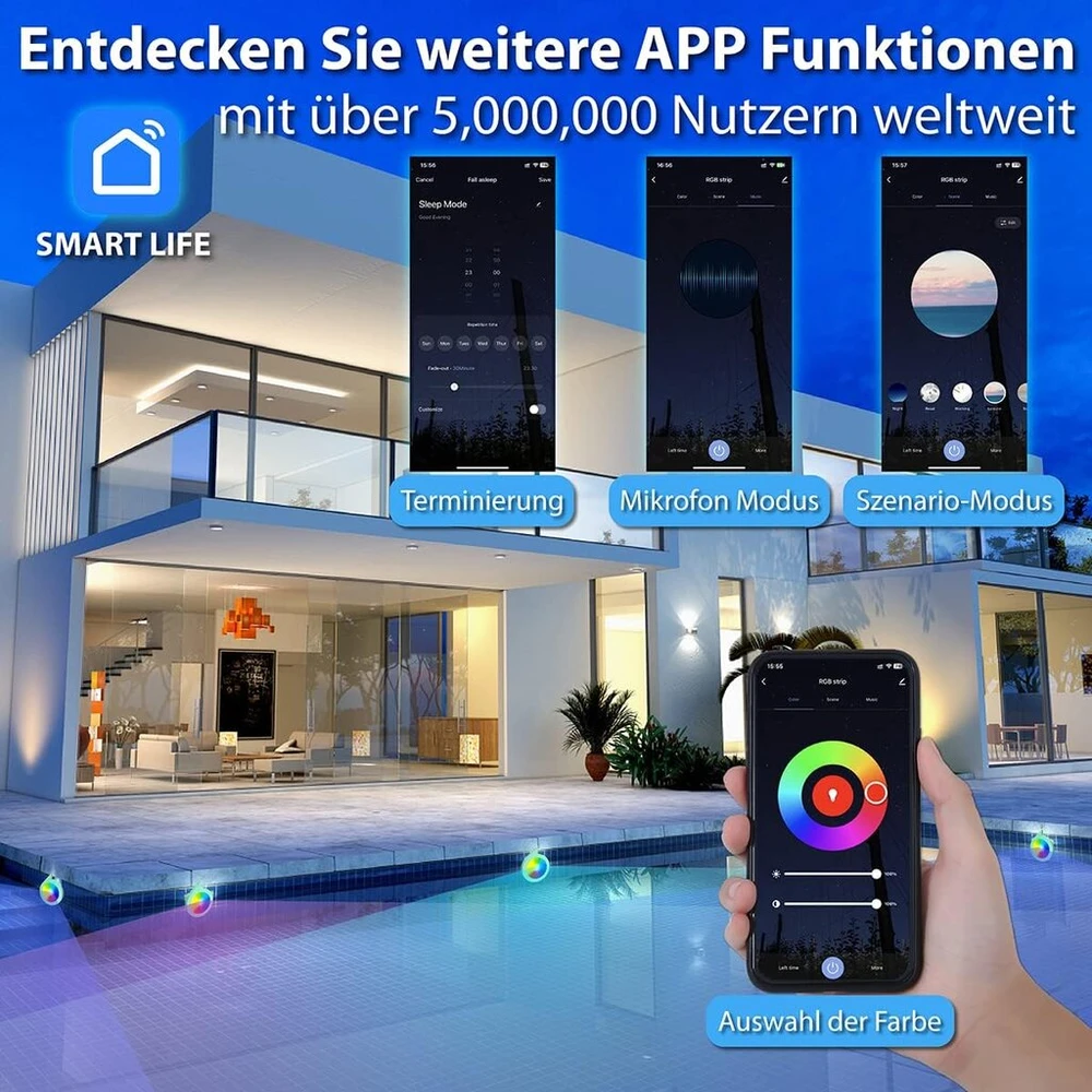 Oashisu Led povandeninis baseino apšvietimas antžeminiams baseinams 20 W Rgb pakabinamas baseino priekinis žibintas su programėle, veikia su Alexa ir Google Assistant, magnetinis baseino šviestuvas plieniniam rėmui ir plieninei sienai, Ip68