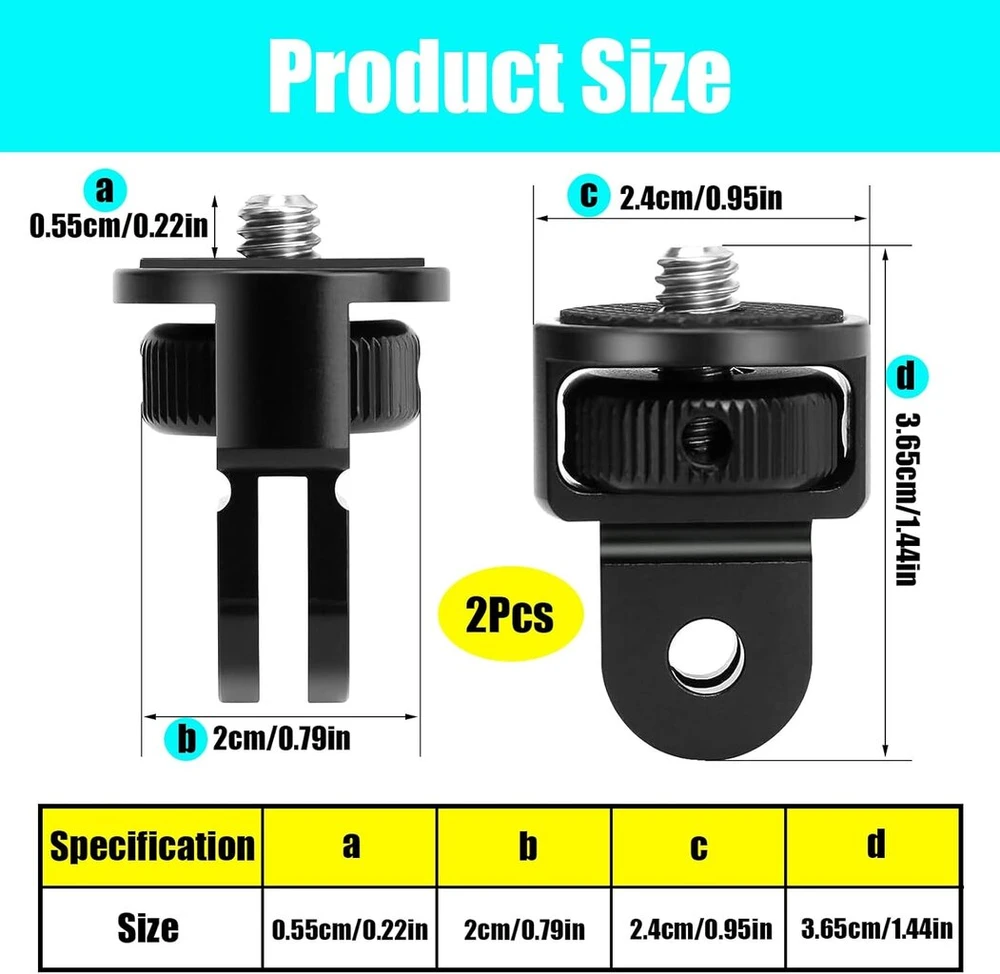 Objektyvas Aliuminio Trikojo Adapteris 1/4" Kameroms, 360° Reguliuojamas