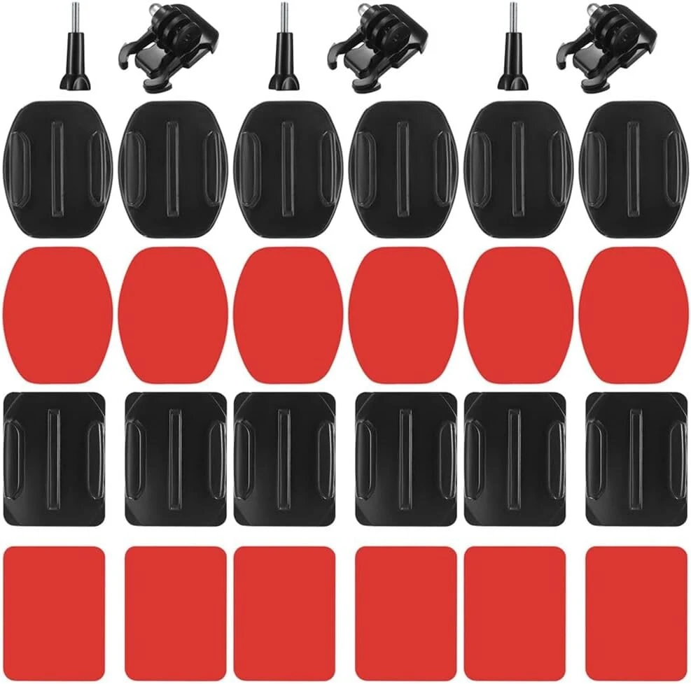 Objektyvas Gerui 32 dalių, suderinamos su Gopro lipdukais ir Gopro laikiklių priedais, su plokščiais lenktais lipdukų laikikliais šalmui, skirtos Gopro Hero Session/4/3+/3/2/1 ir Dji veiksmo kameroms