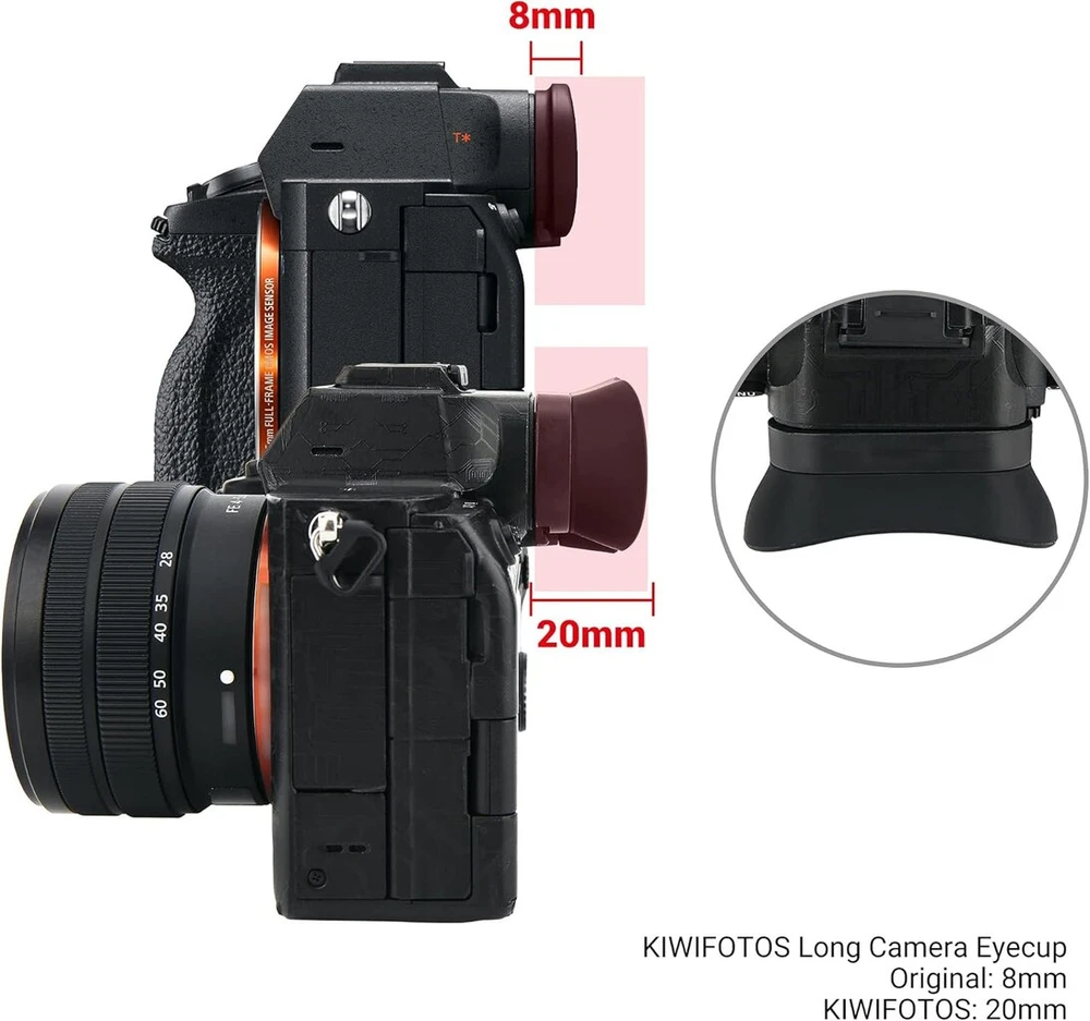 Objektyvas Kiwifotos okuliaras, skirtas sony alpha a7 iv a7s iii, pakeičia sony fda-ep19 okuliarą