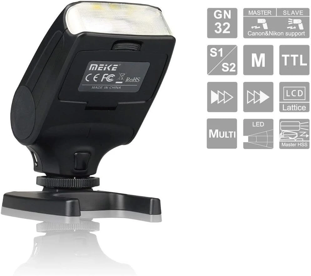 Objektyvas Meike Mk-320s Ttl Lcd mini blykstė su karštu bateliu, skirta Sony Mi A7ii A58 A7rii A7s Nex-6 A6000 Dsrl fotoaparatams