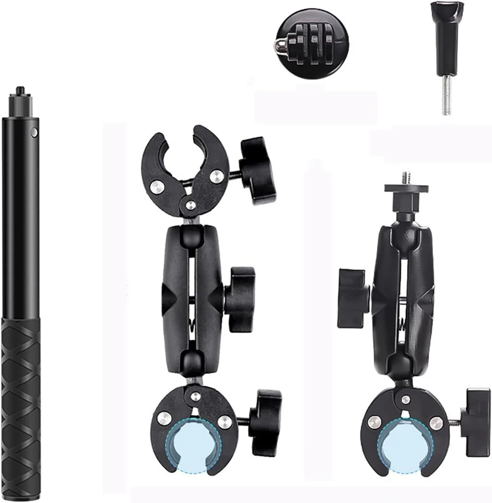Objektyvas Newfun kameros laikiklis, priedai, skirti insta360 x4, motociklo rinkinys, skirtas insta360 x4, x3, x2 360 laipsnių pasukimas, motociklo laikiklis, suderinamas su keliais įrenginiais
