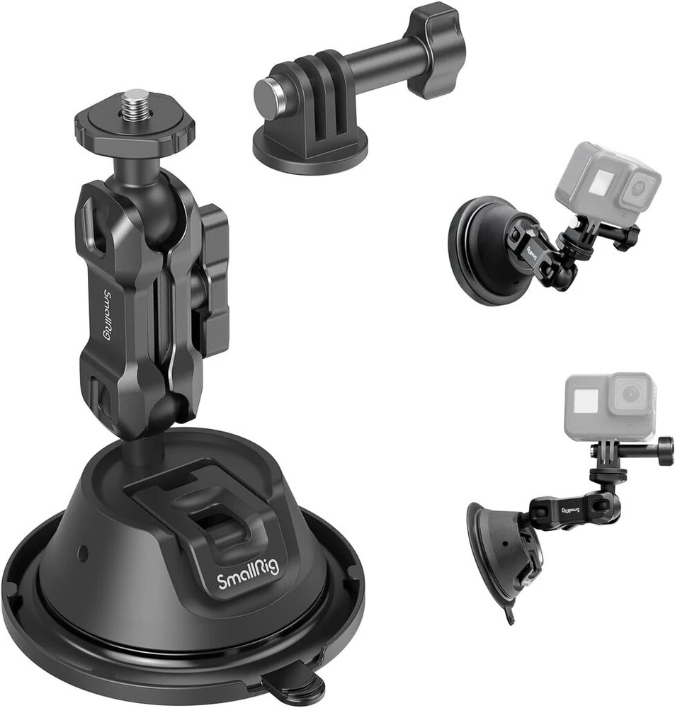 Objektyvas Smallrig dvigubo sluoksnio siurbtukas, skirtas Gopro Hero 12/11/10/9, Dji Osmo Action/procket, Insta360 X3, tvirtinamas ant priekinio stiklo arba automobilio lango - 4193
